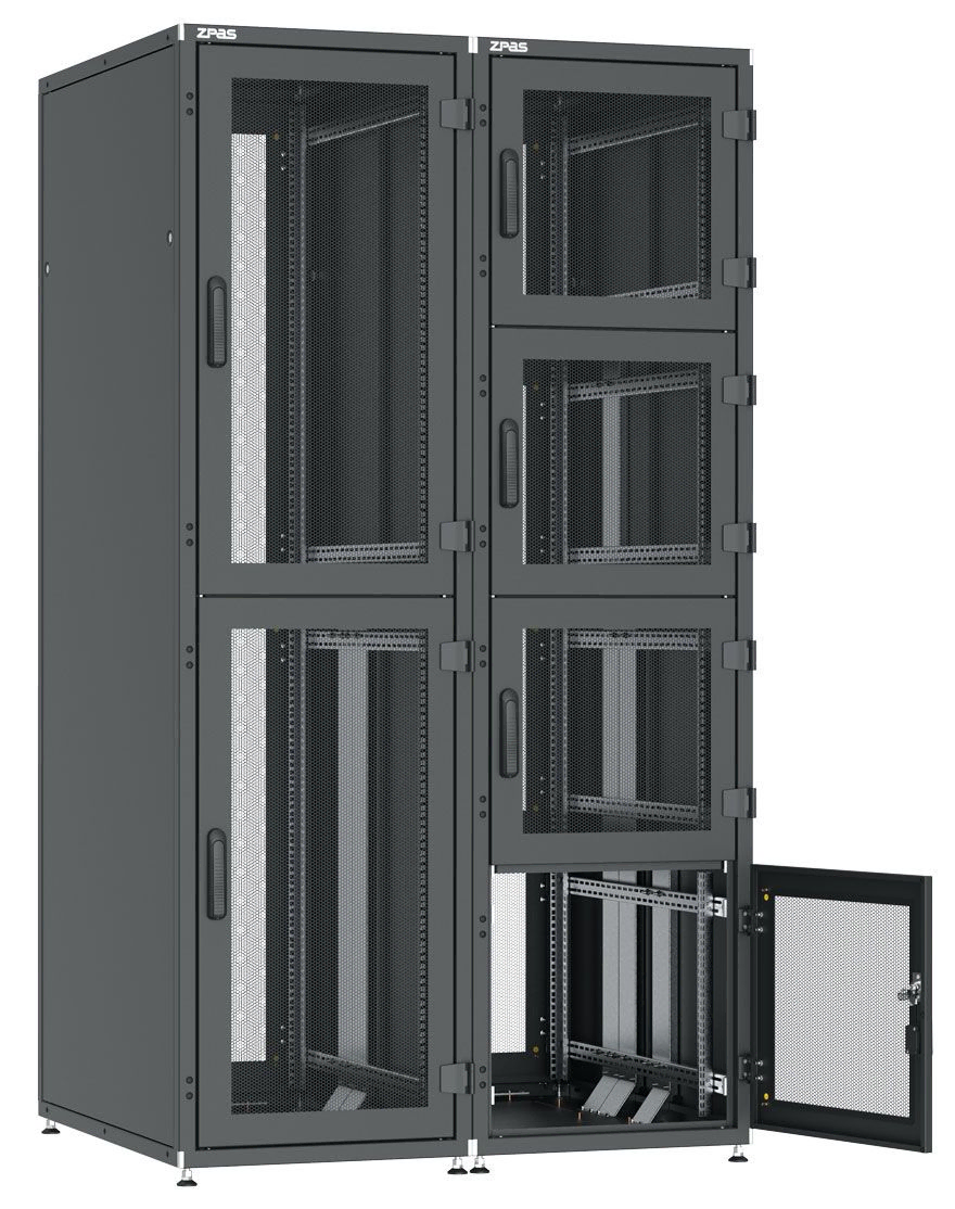 DSR IT Co-location monterad i rad B600xD1000mm 2-fack och 4-fack. F-rack Systems AB