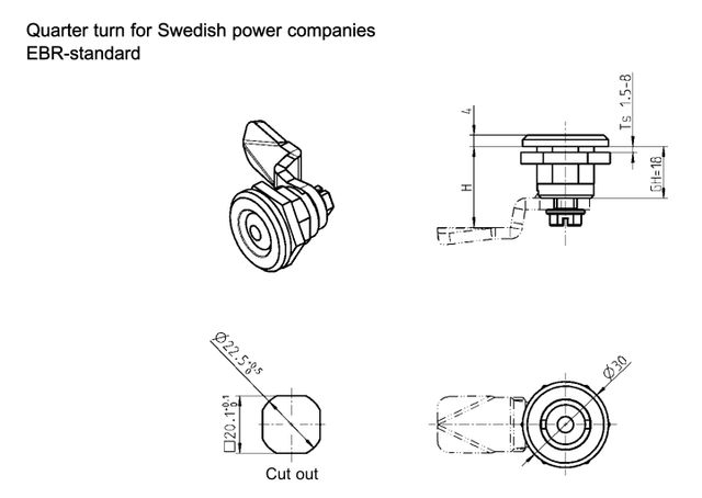 Enpunktslås EBR stockholmslås IP65. Ersätter standardlås SWN, SWN INOX mm. F-rack Systems AB